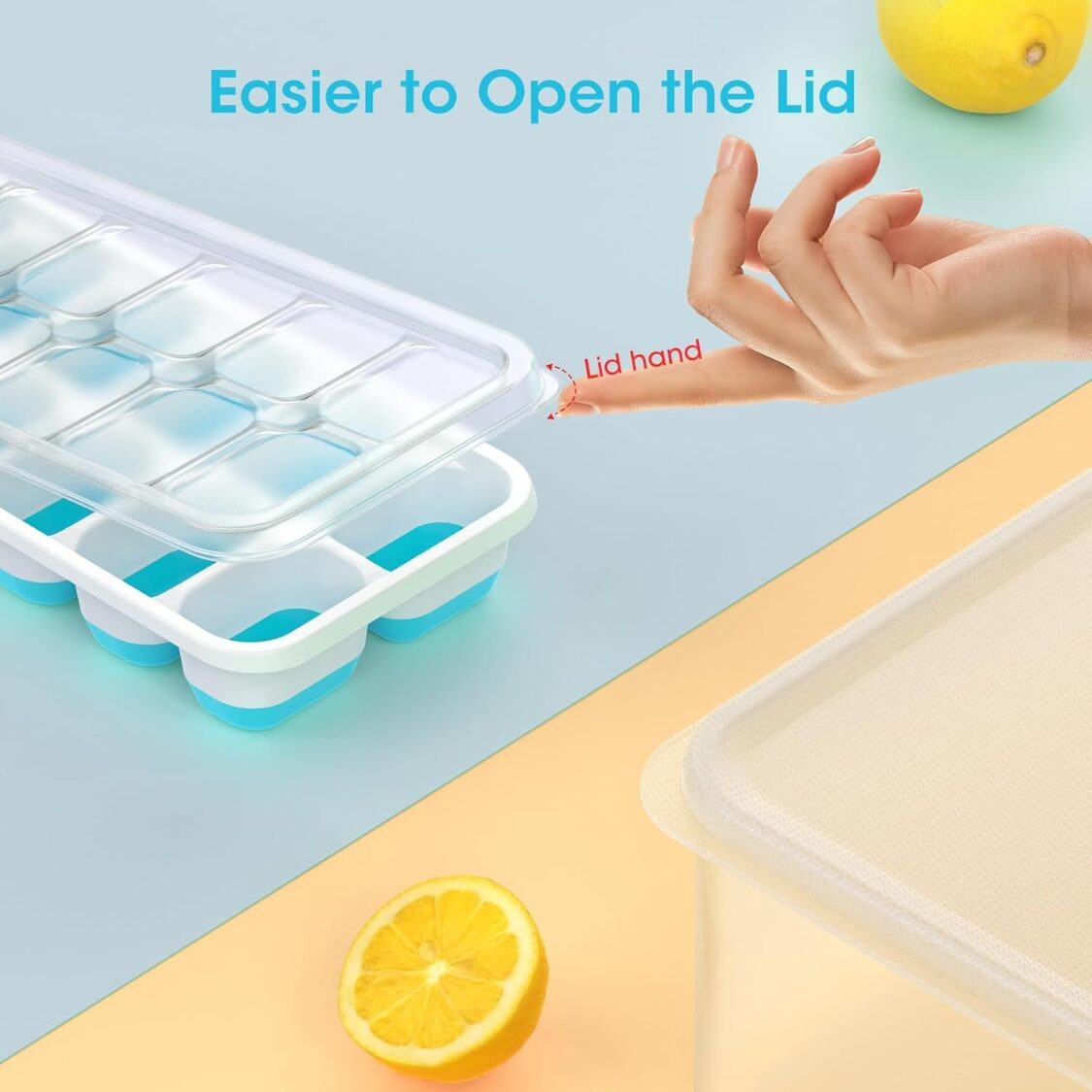 Ice Cube Tray With Lid And Bin - 4 Pack Silicone Ice Cube Trays For Freezer, Stackable Ice Bucket Kits With Storage Container & Scoop For Kitchen, RV, Cocktail, Coffee