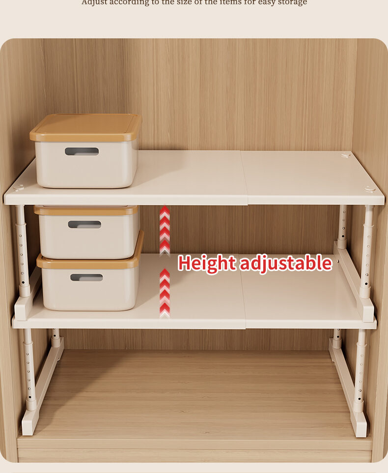 Expandable Cabinet Shelf Organizer Divider, Adjustable Closet Wardrobe Storage Rack, Kitchen Cupboard Partition, Shoe Cabinet Shelf, Home Organization