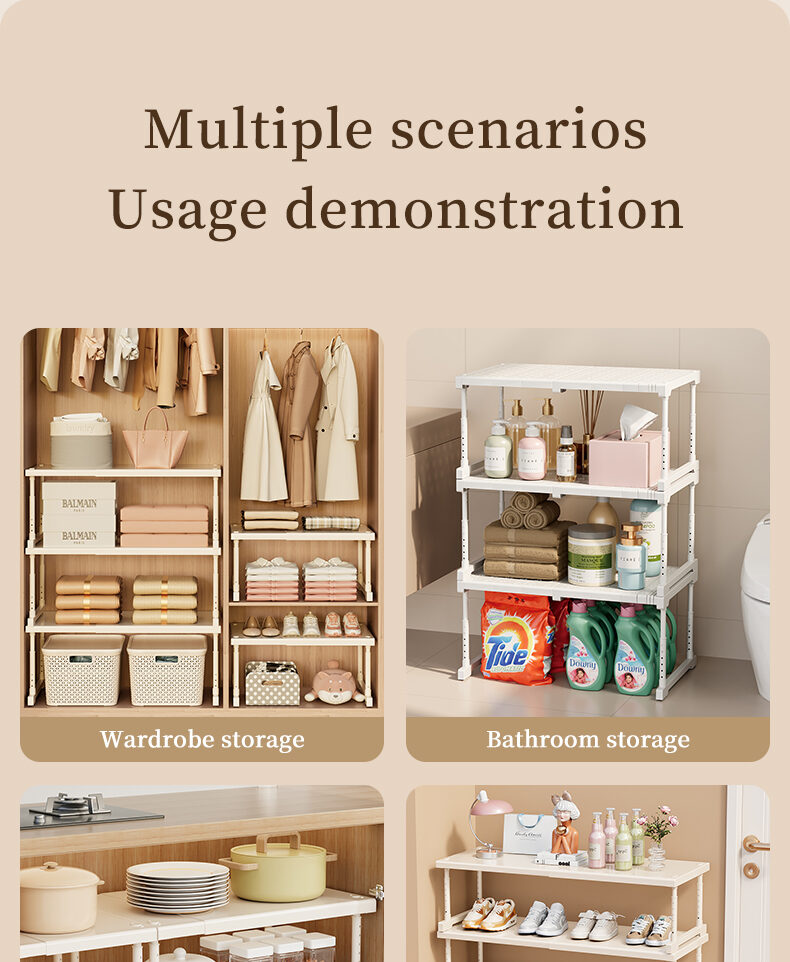 Expandable Cabinet Shelf Organizer Divider, Adjustable Closet Wardrobe Storage Rack, Kitchen Cupboard Partition, Shoe Cabinet Shelf, Home Organization