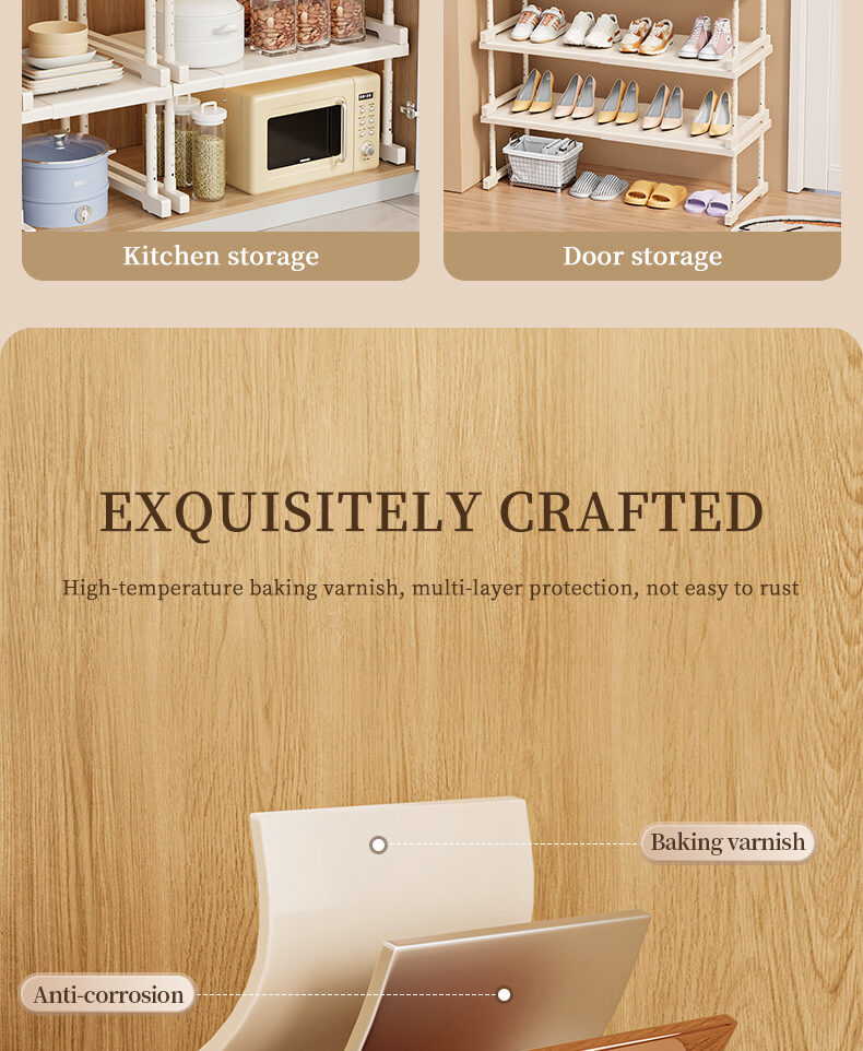 Expandable Cabinet Shelf Organizer Divider, Adjustable Closet Wardrobe Storage Rack, Kitchen Cupboard Partition, Shoe Cabinet Shelf, Home Organization